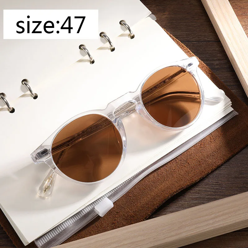 Clear vs Brown(47) Винтажные Поляризованные линзы OV5186 с прозрачной оправой солнцезащитные очки Gregory Peck фирменный дизайн для мужчин и женщин ретро - Цвет линз: Clear vs Brown(47)