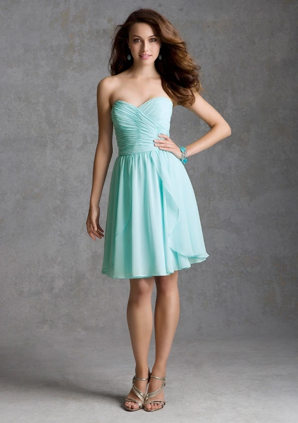 Free Shipping Sweetheart Sleeveless Short Chiffon Mint Bridesmaid Dresses Under 100 vestidos madrinhas 2014 | Свадьбы и торжества