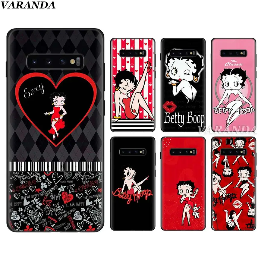 Черный силиконовый чехол для Samsung Galaxy S8 S9 S10 плюс S10e A50 A70 Note 8 9 крышка Betty Boop Мягкий с