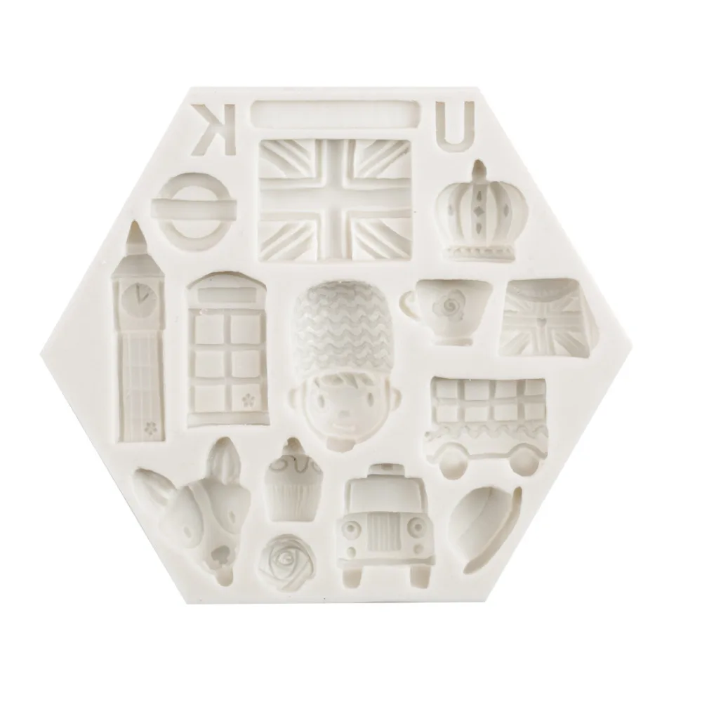 Luyou британский стиль флаг силиконовые формы Биг Бен для украшения торта Fondant Mold 3D