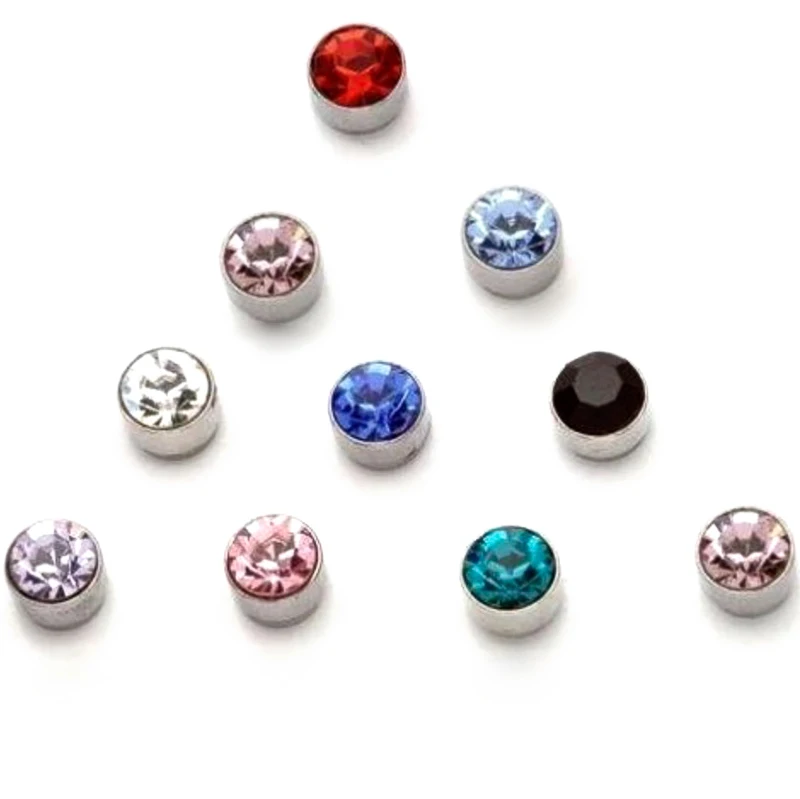 REGELIN 12 Pair/lot 4/5/6/7mm Round Crystal Rhinestone Magnet Stud Earring Puck Women Mens Magnetic Fake Ear Plug Jewelry images - 6