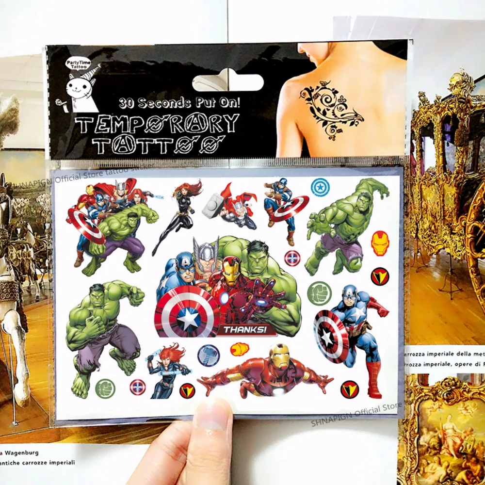 SHNAPIGN Hulk man Детский мультфильм Временная наклейка татуировки модный летний Стиль