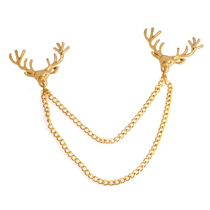 Олень Рождественская брошь Винтаж Санта Лось воротник с животными золотистыми