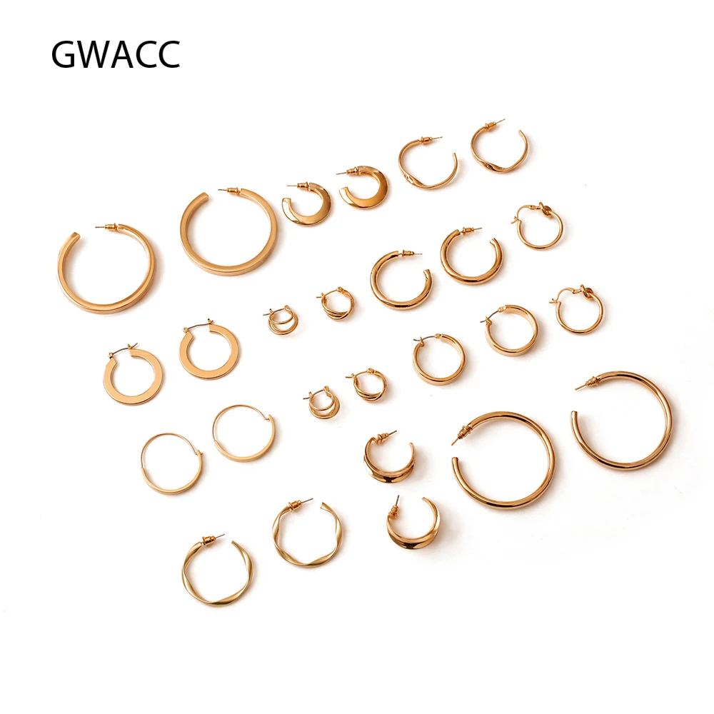 GWACC новинка Ретро стиль золотой цвет металл латунь серьги кольца для женщин