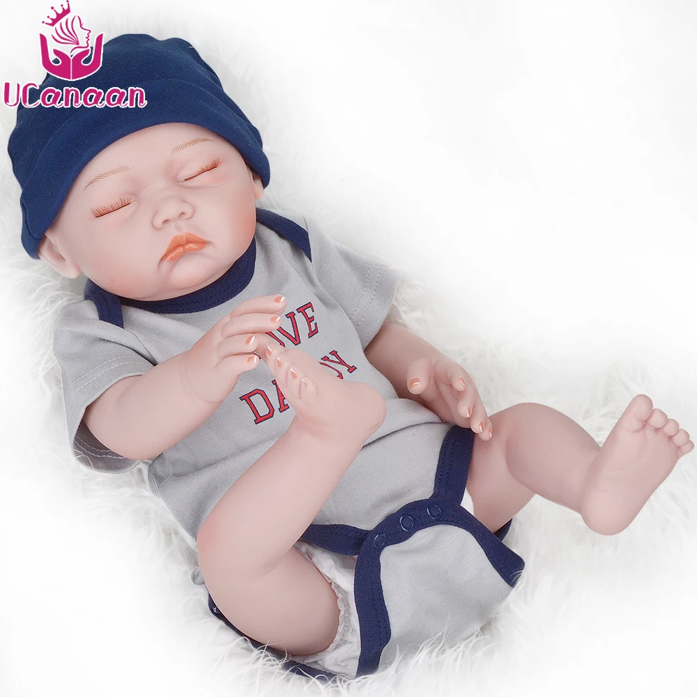 UCanaan/20 дюймов спящий мальчик куклы Reborn 50 см Силиконовые Детские для девочек