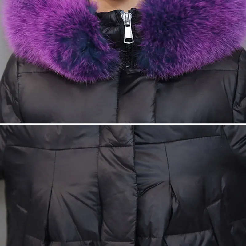 90% Fluffy White Duck Down Warm Coat Women Winter Jacket Long Parkas Raccoon Fur collar Hooded Outerwear Ladies New XC25 | Женская