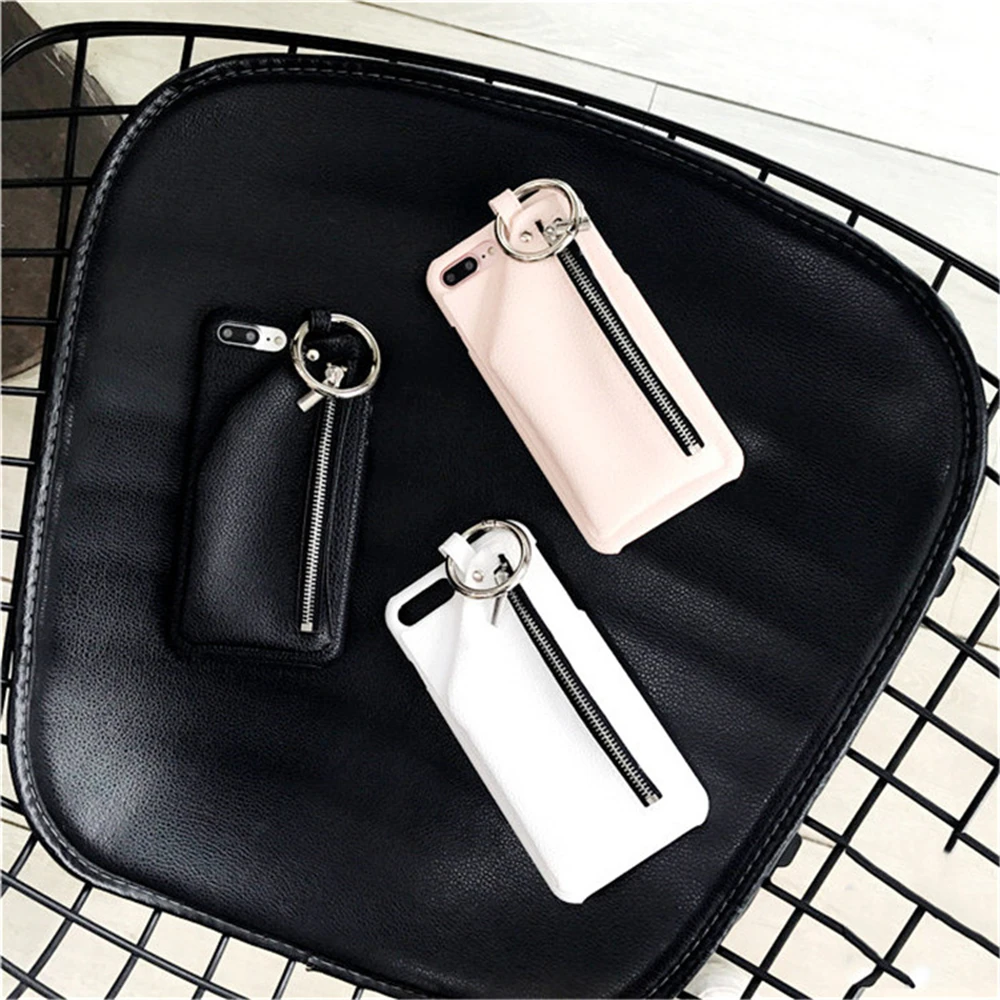 Черный розовый белый кожаный чехол-кошелек на молнии для iphone 8 8plus чехол 7 7plus 6 6S Plus