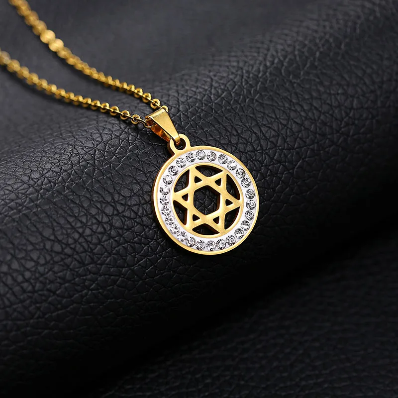 Ожерелье SONYA Jean Magen Star of David из нержавеющей стали для мужчин и женщин, подарок «летучая мышь», подарок, Израиль, Judaica, украшения с иудейской символикой Bijoux Femme - Окраска металла: gold 1