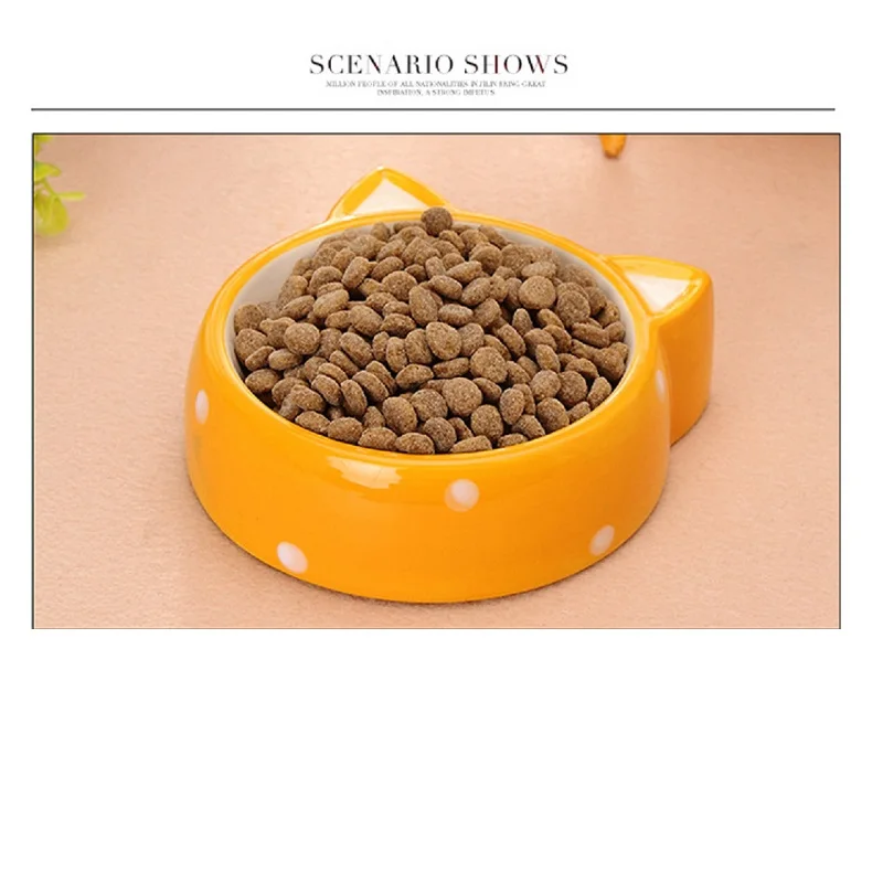 New pet ceramic bowl diameter of 12.5 CM cute cat shape Circular design let the flat face short nose pets easier eat food | Дом и сад