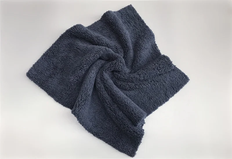 Ultra Thick-Black/Dark Blue Edgeless Microfiber Towel 16"X16" Premium Detailing Cloth For Polishing,Buffing,Car Washing