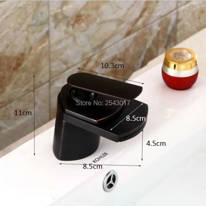 Black Basin Waterfall Faucet Copper Brass Luxury Bathroom Hot and Cold Mixer Wide Mouth Vessel Sink Taps Deck Mounted ZR326 |