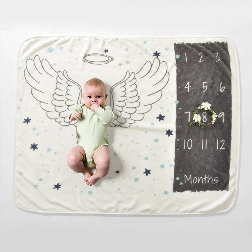 

Baby Blanket Soft Flannel Newborn 12 Monthly Growth Milestone Blankets Photo Prop Background Children's Blanket Baby Blankets