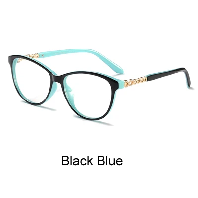 Black Blue Ralferty, Элегантные Женские оправы для очков,, роскошные Кристальные Стразы, прозрачная оправа для очков, очки с нулевыми точками, близорукость, F95161 - Цвет оправы: Black Blue
