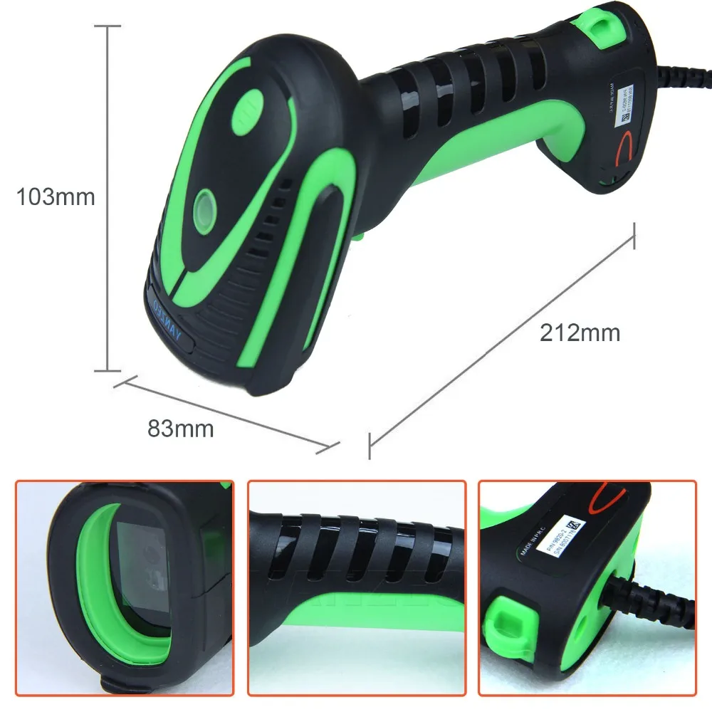 Yanzeo Портативный USB Ручной Проводной беспроводной сканер штрих-кода Bluetooth 1D/2D QR считыватель штрих-кода PDF417 IOS Android IPAD