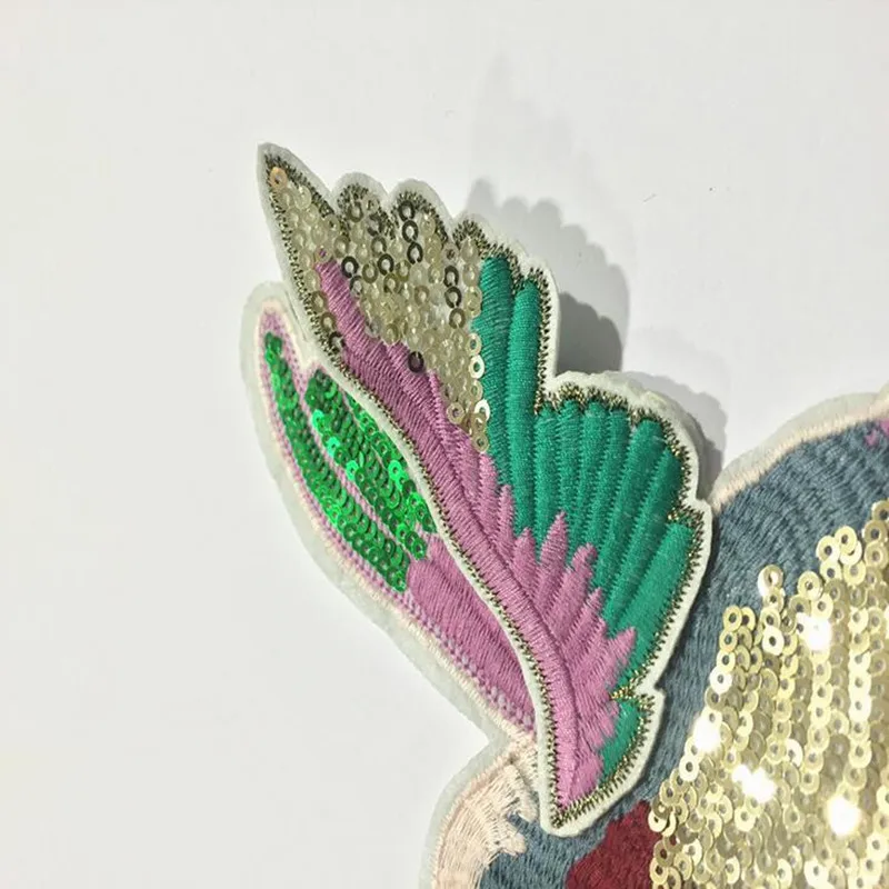 Double Wings Hummingbird Sequin Embroided Iron On Patches For Clothes Sweater Coat Cartoon Badge Garment Appliques DIY Accessory | Дом и сад
