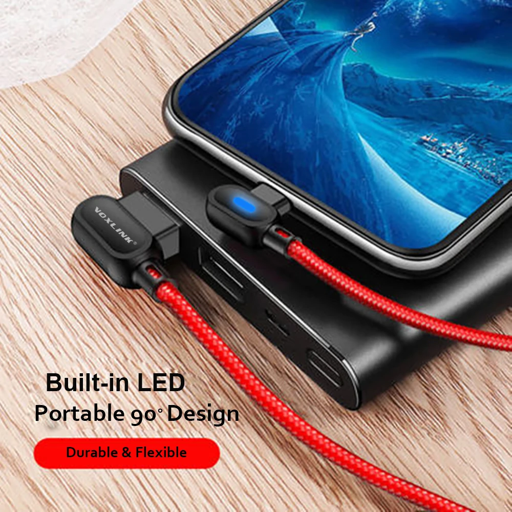 VOXLINK 10 шт usb type C 90 градусов кабель для быстрой зарядки c шнур передачи данных