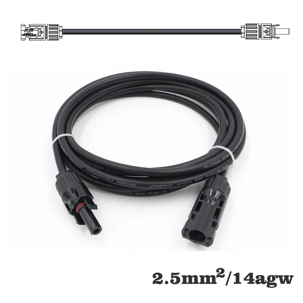 2.5mm2 14AWG 3ft 6ft 9ft 15ft 30ft MC4 разъем подключения филиал черный параллельно серии