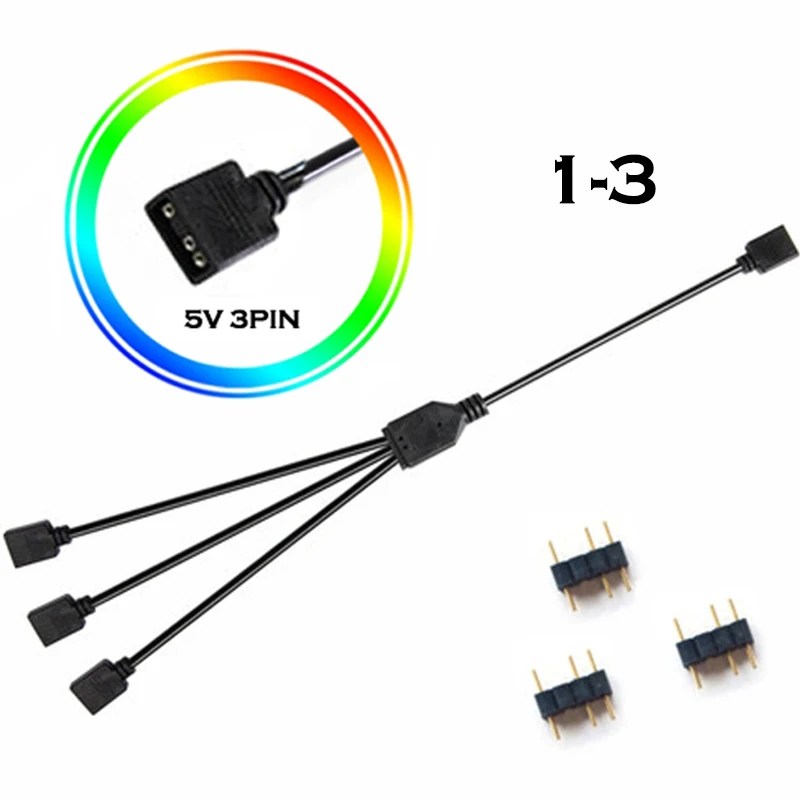 Extension Cable For Motherboard Interface 5V3PIN/12V4PIN AURA RGB 1-2/3/4 Interface Splitter Addressable D-RGB SYNC Hub JST-3Pin - Цвет лезвия: 1-3(3Pin 5V)