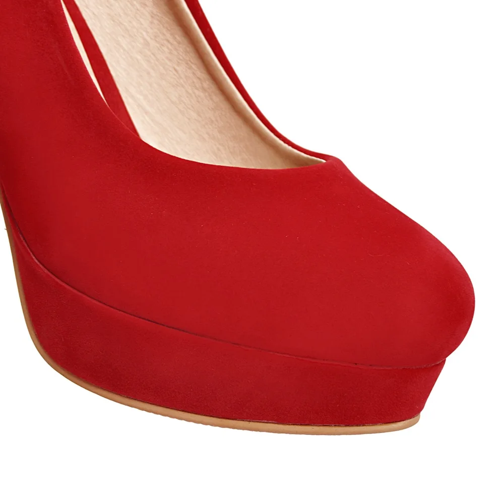

Smirnova big size 31-44 spring summer solid color women pumps thick high heels round toe platform black red party shoes