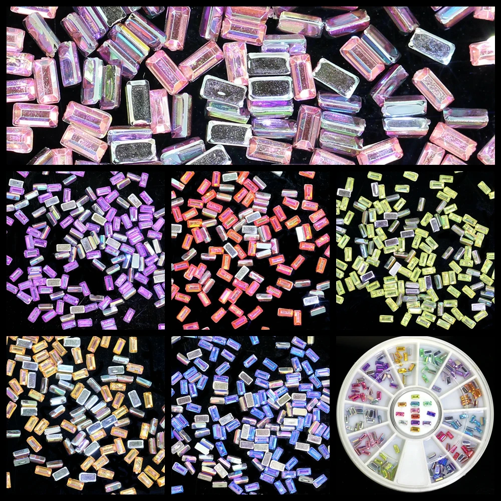 

10000pcs 2x4mm Rectangle-Shaped Shiny AB Colors Nail Stickers High Shine Sparkling Naill Diamonds Glitter Decoration Decals