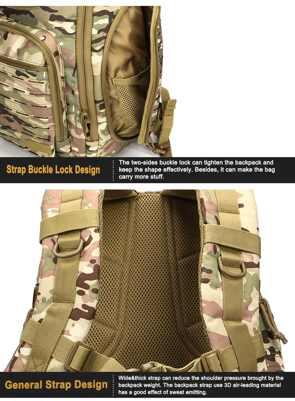 Прочный Камуфляжный Тактический вместительный Рюкзак Molle висячая система разбрызгивание воды устойчивый охотничий туристический рюкзак
