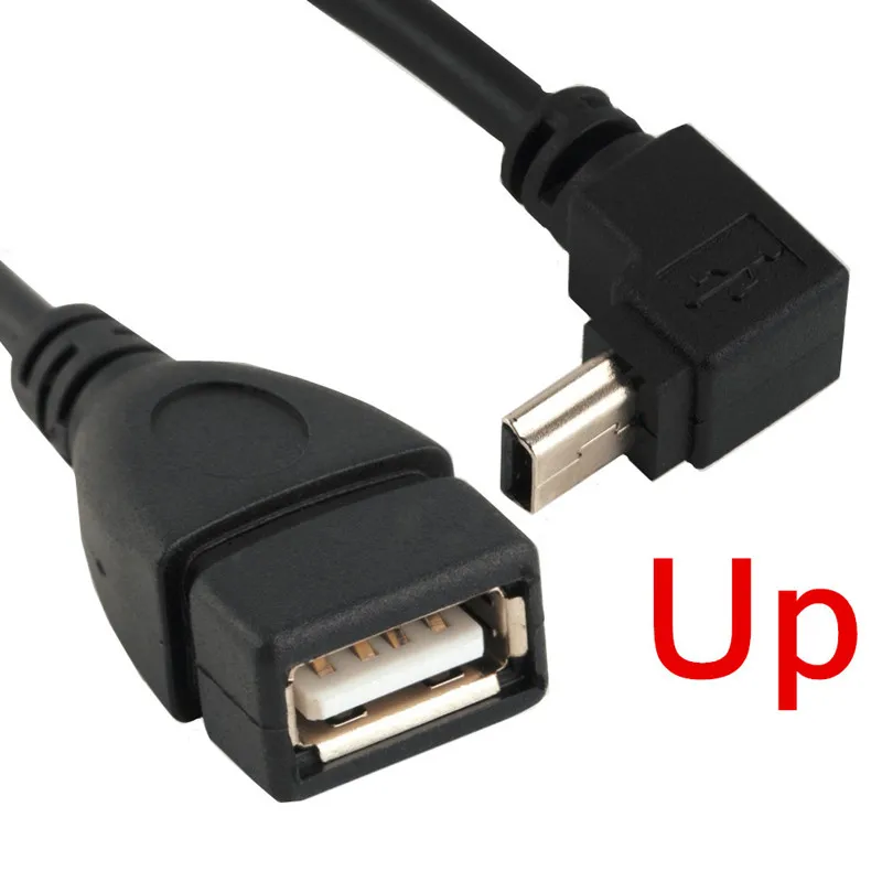 Автомобильный переходник с углом 90 градусов вправо влево и вверх Mini USB 5P папа на OTG