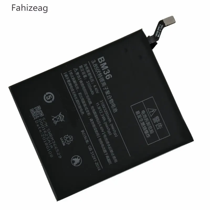 Fahizeag 3100/3180mAh 3 85 V BM36/BM 36 Замена для Xiaomi 5S Mi5S батарея Аккумулятор | Мобильные