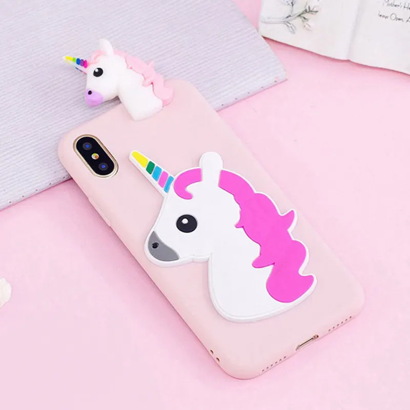3D милый чехол для iPhone X/XR/XS MAX задняя крышка прекрасный мультфильм панда единорог