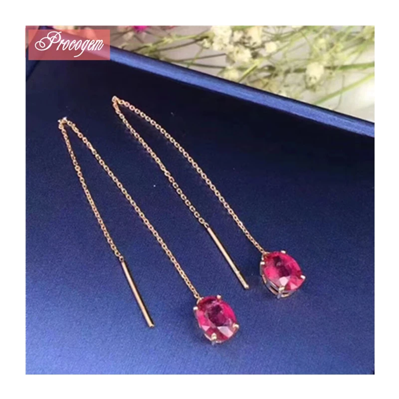 Женские серьги-подвески Procogem серьги из натурального рубина 1 06ct * 2 ювелирные