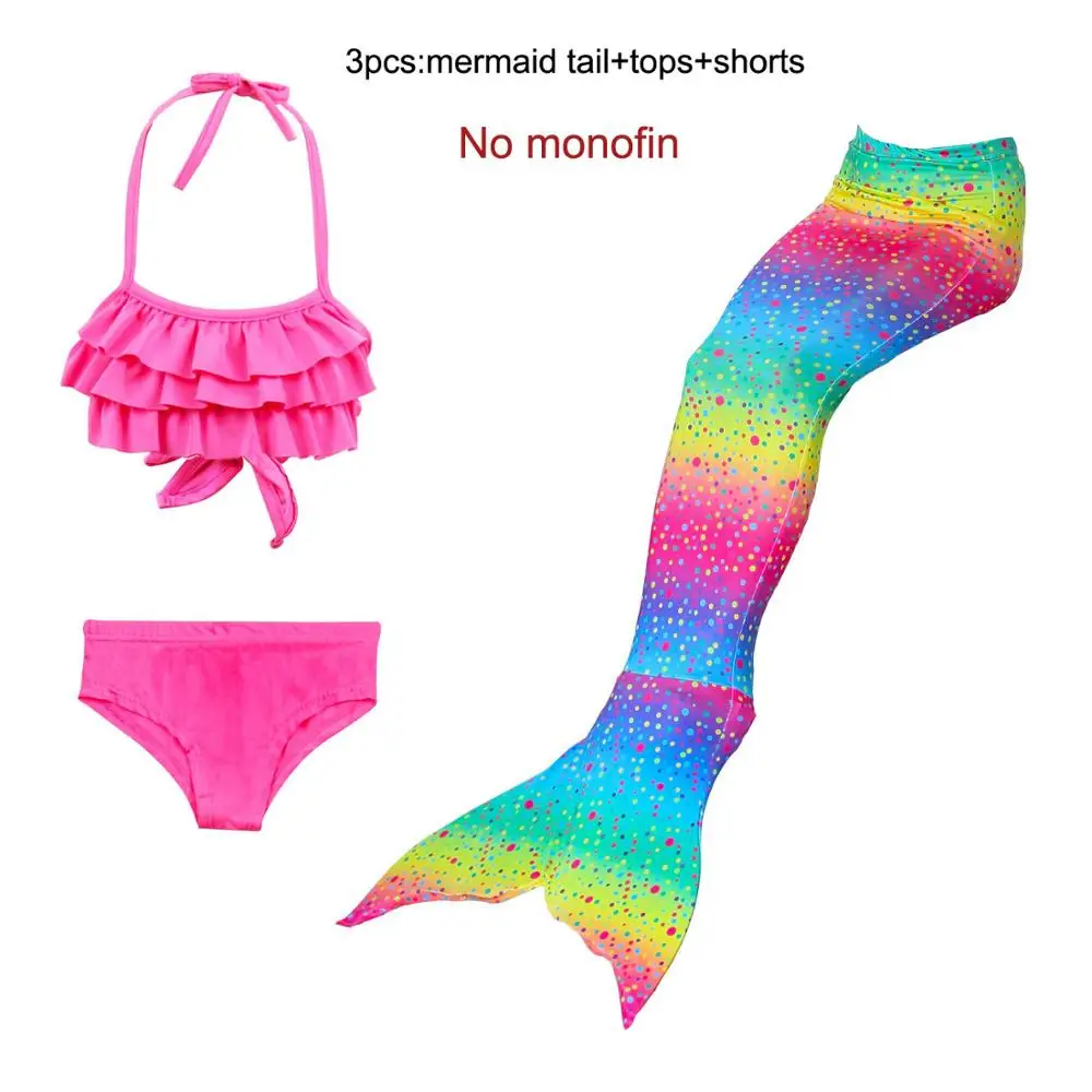tails1-3pcs Детский купальный костюм с хвостом русалки для девочек, купальный костюм-бикини, купальный костюм с хвостом русалки - Цвет: tails1-3pcs