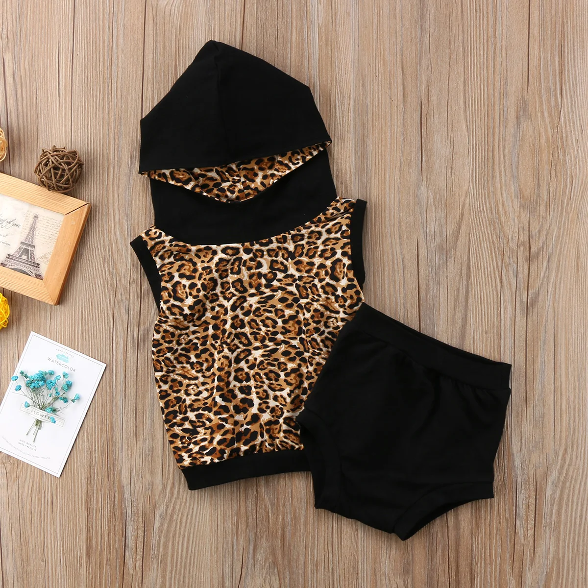 Топы с капюшоном и леопардовым принтом для новорожденных девочек рубашка