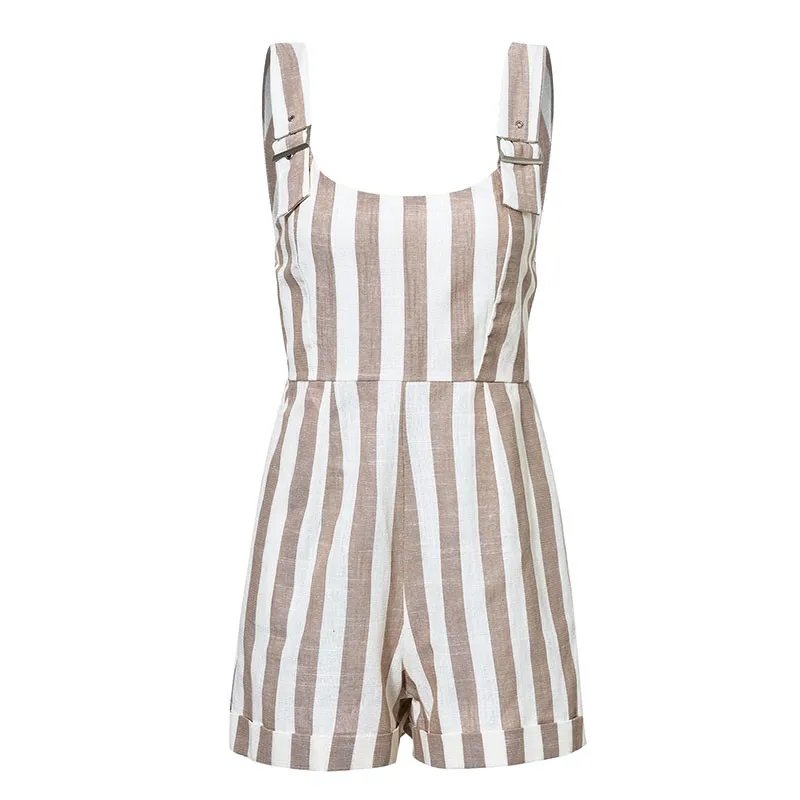 Модные Повседневные полосатые женские комбинезоны с регулируемым ремешком