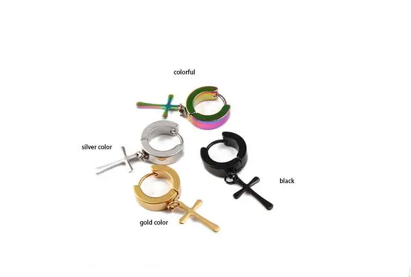 1 шт. панк простое очарование серьги падение крест верх из нержавеющей стали