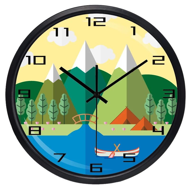 2017 лодка река праздник квартира Дома Офиса настенные часы Красочные Decrotive пляж