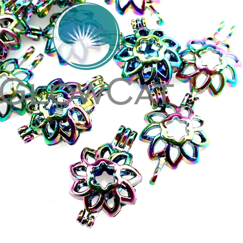 GLOWCAT C249 Rainbow Color Sunflower Beads Cage Essential Oil Diffuser Aromatherapy Pearl Locket Necklace Kids Girl Gift | Украшения и