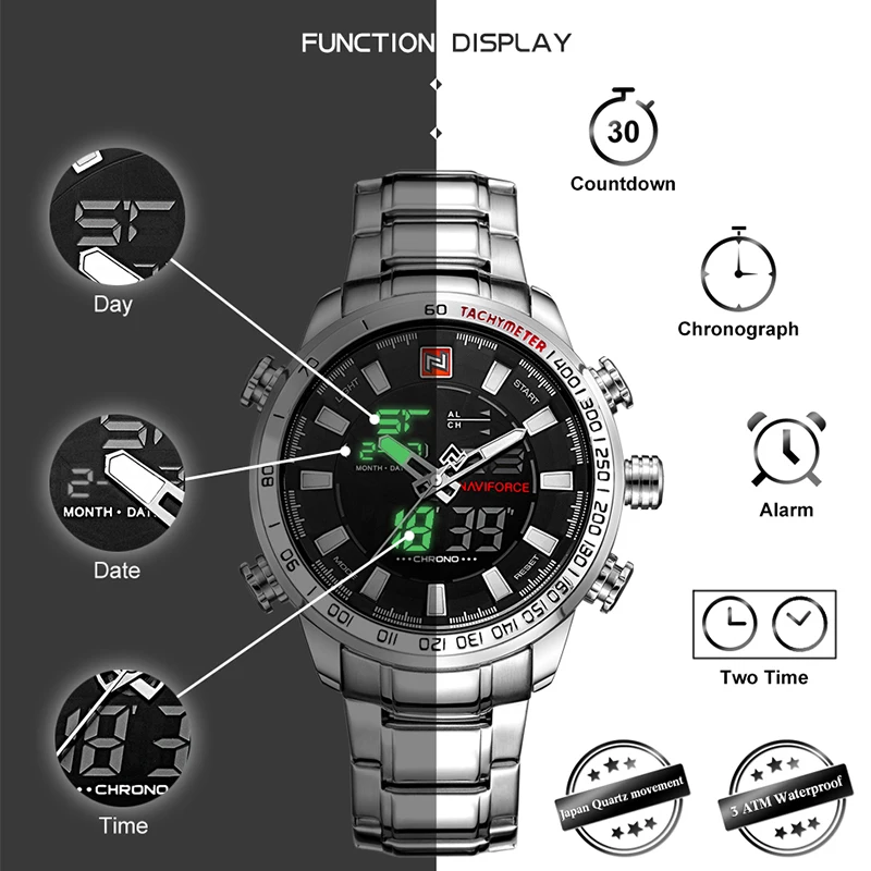 Часы наручные NAVIFORCE Мужские кварцевые в стиле милитари брендовые