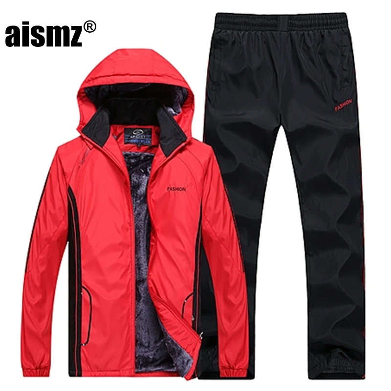 Aismz мужские комплекты спортивной одежды Moleton бархатный мужской костюм с