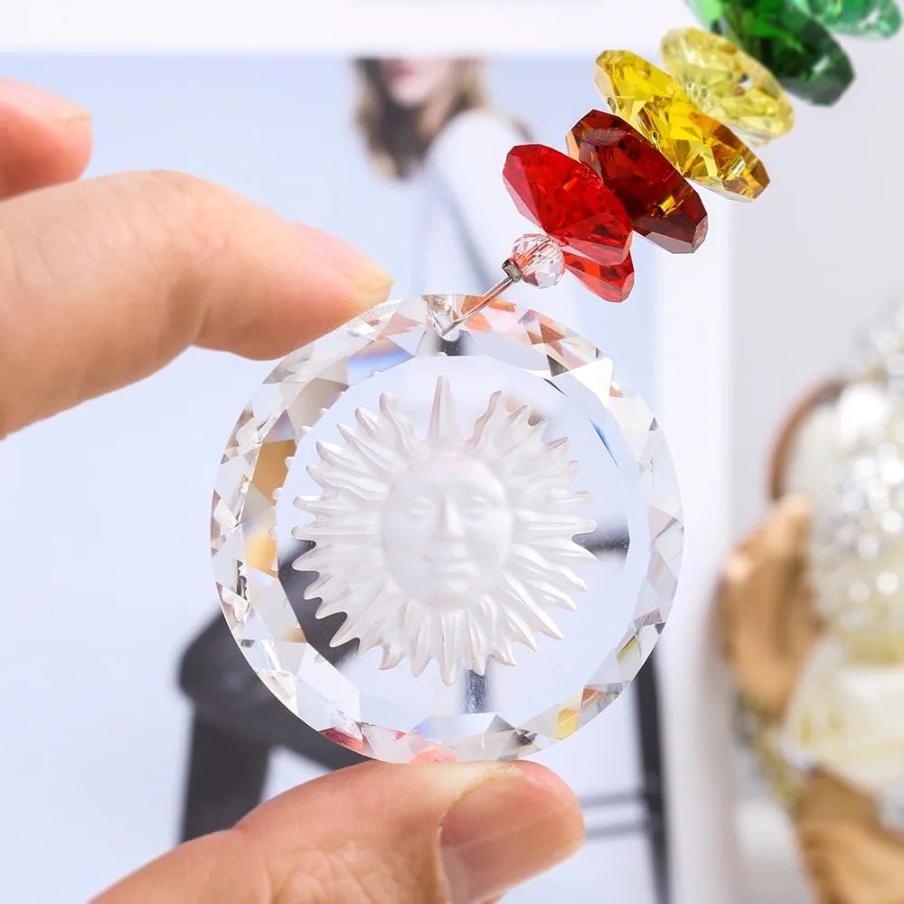 H& D ручная работа Хрустальная стеклянная подвеска в виде солнца чакра Suncatcher кристалл Радуга производитель подарок в упаковке(восьмиугольник стиль