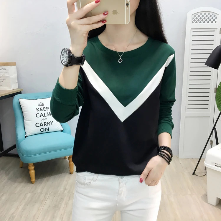 Футболка женская футболка осень зима camisa feminina футболки женские Топы повседневные poleras de mujer moda Футболка женская