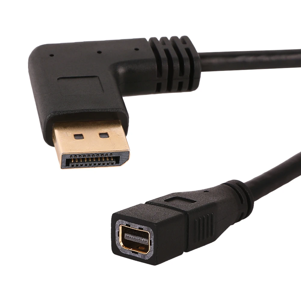 Позолоченный DisplayPort левый Угловой Мужской к Mini DP женский кабель 1 фут| |
