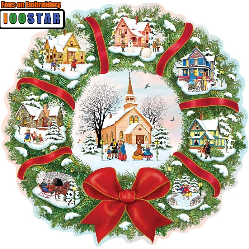 

Камни в форме ромба/круглый дрель 5D DIY алмазная живопись "Рождество дома" 3D вышивка крестом, мозаичный Декор подарок