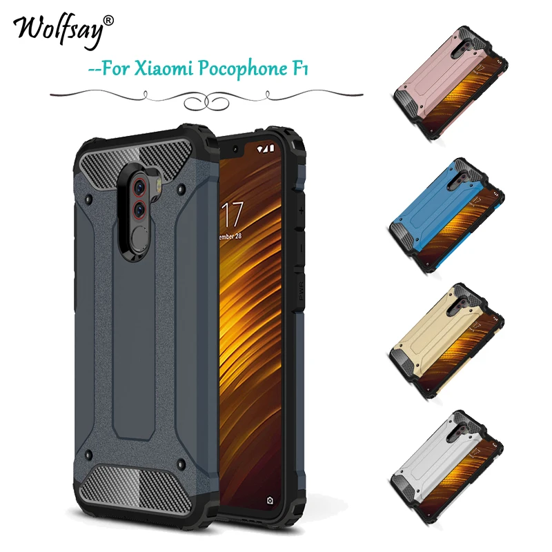

For Xiaomi Pocophone F1 Case Poco F1 F2 F3 X3 M3 Pro Cover Shockproof Armor PC Hard Back Silicone Phone Case Cover Pocophone F1