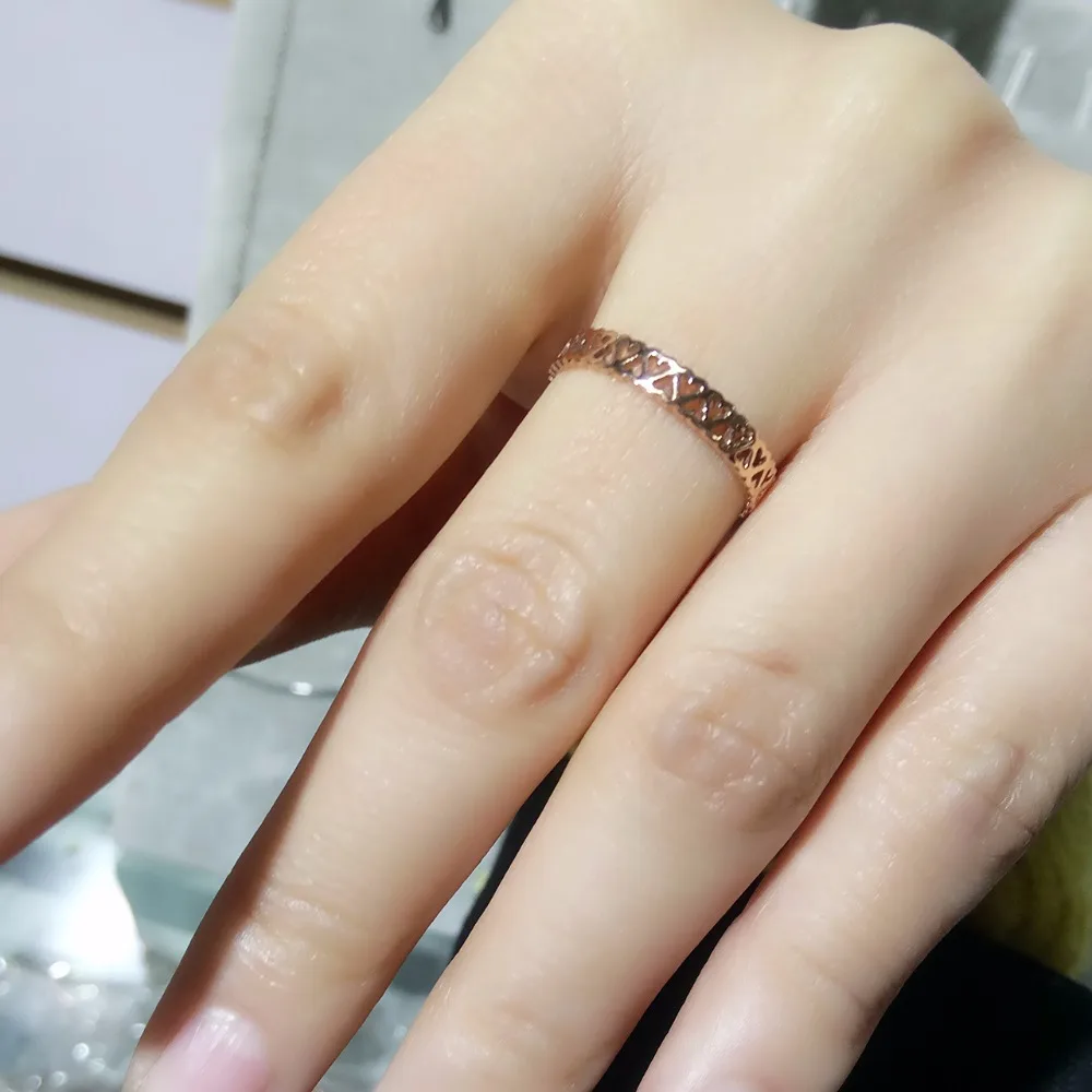 Кольцо на палец YUN RUO розовое золото нержавеющая сталь 316 л подарок день