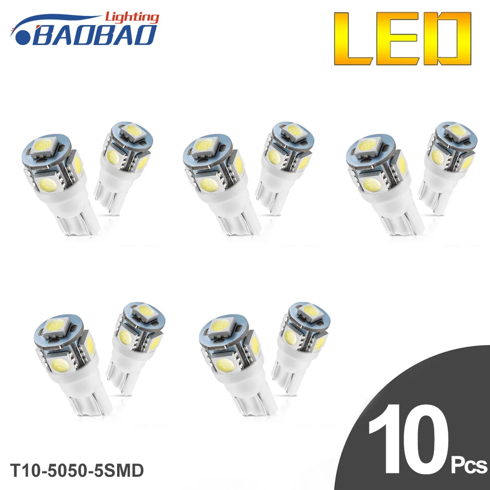

10pcs T10-5050-5SMD Car Clearance Lights top quality W5W Reading Light 194 License Plate Light car styling Dome Light