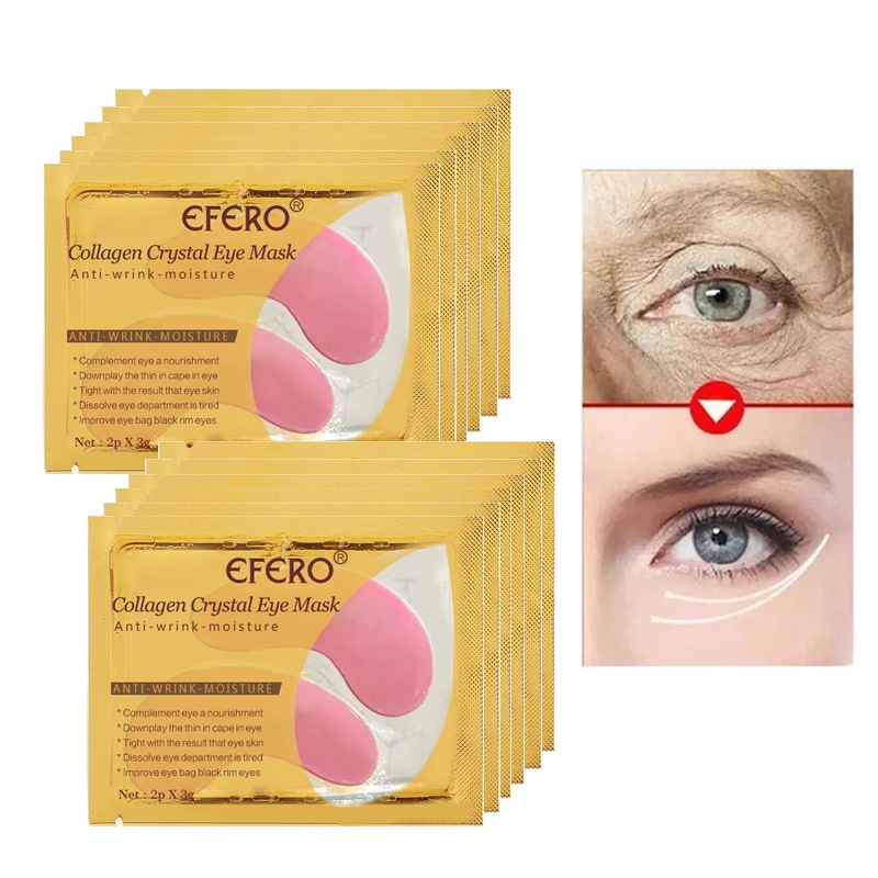 EFERO 5/8/10 пар маски для глаз уход за кожей лица маска, убирает темные круги возле глаз Crystal коллагеновая маска для глаз, гелевая маска для глаз патчи для кожи вокруг глаз увлажняющий крем анти-Возраст