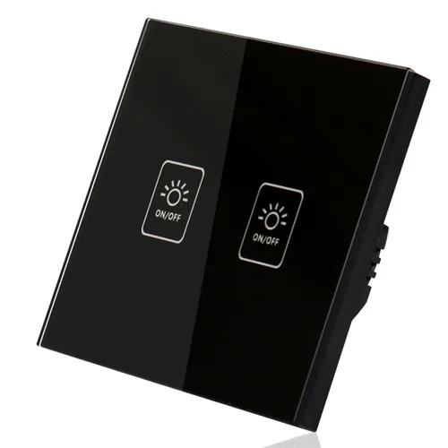 2 gang black Tuya Smart Life RF433 Wifi смарт-коммутатор ЕС Великобритания беспроводной пульт дистанционного управления работает с Alexa IFTTT Google Home мини умные домашние модули - Комплект: 2 gang black