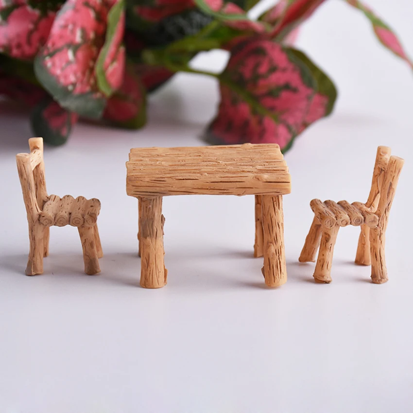 Мини-столы и стулья статуэтка мебели поделки ландшафт растения миниатюры Декор