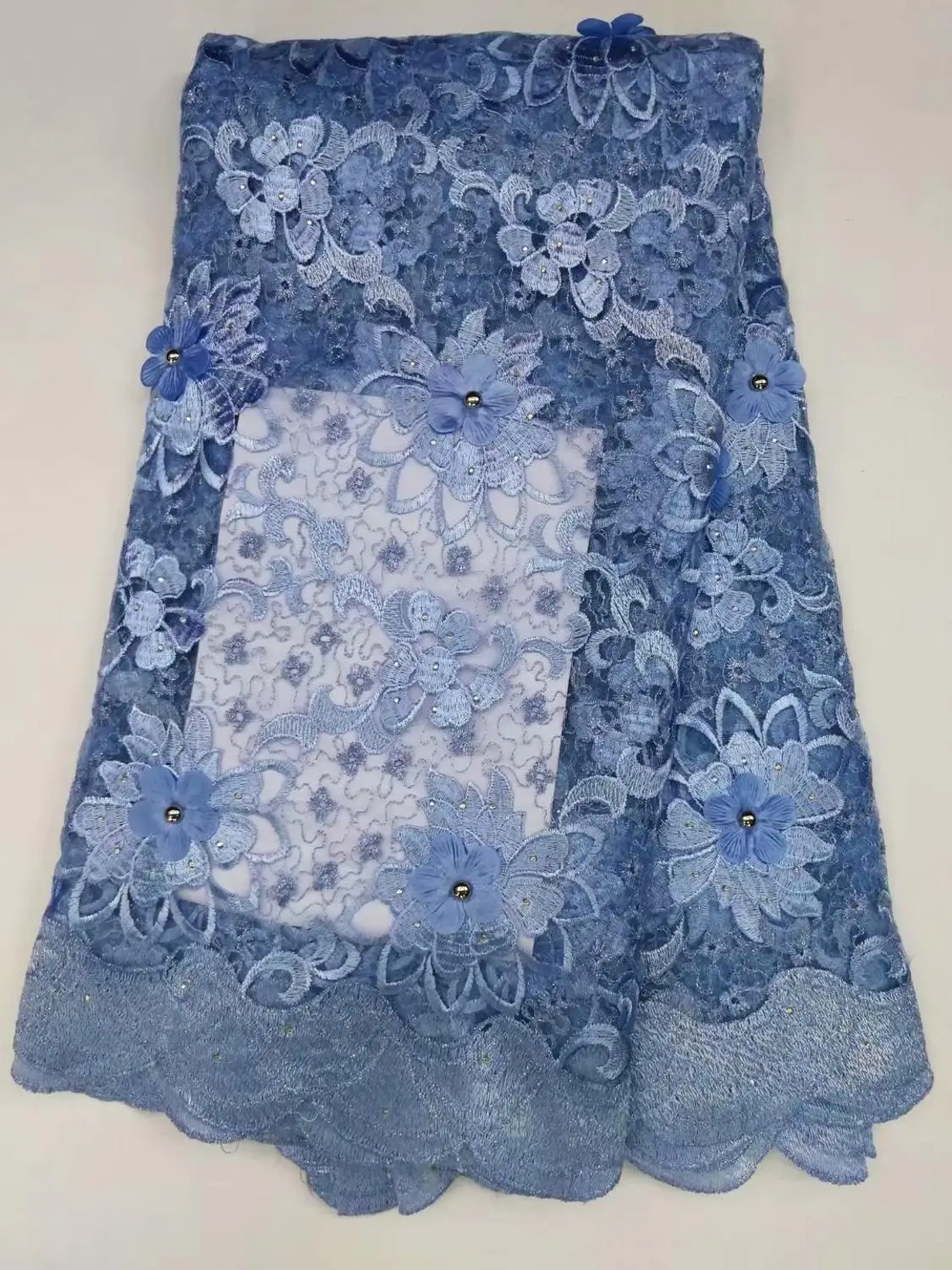 African lace fabric quality 2019 French 3-D Nigerian gauze embroidery on the rock side of Dubai | Дом и сад