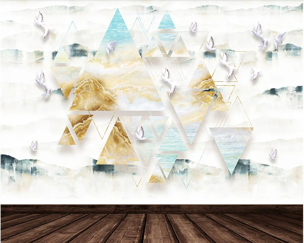 Papel de pared Marble landscape modern minimalistic geometric 3d wallpaper living room sofa TV background kids' murals | Обустройство