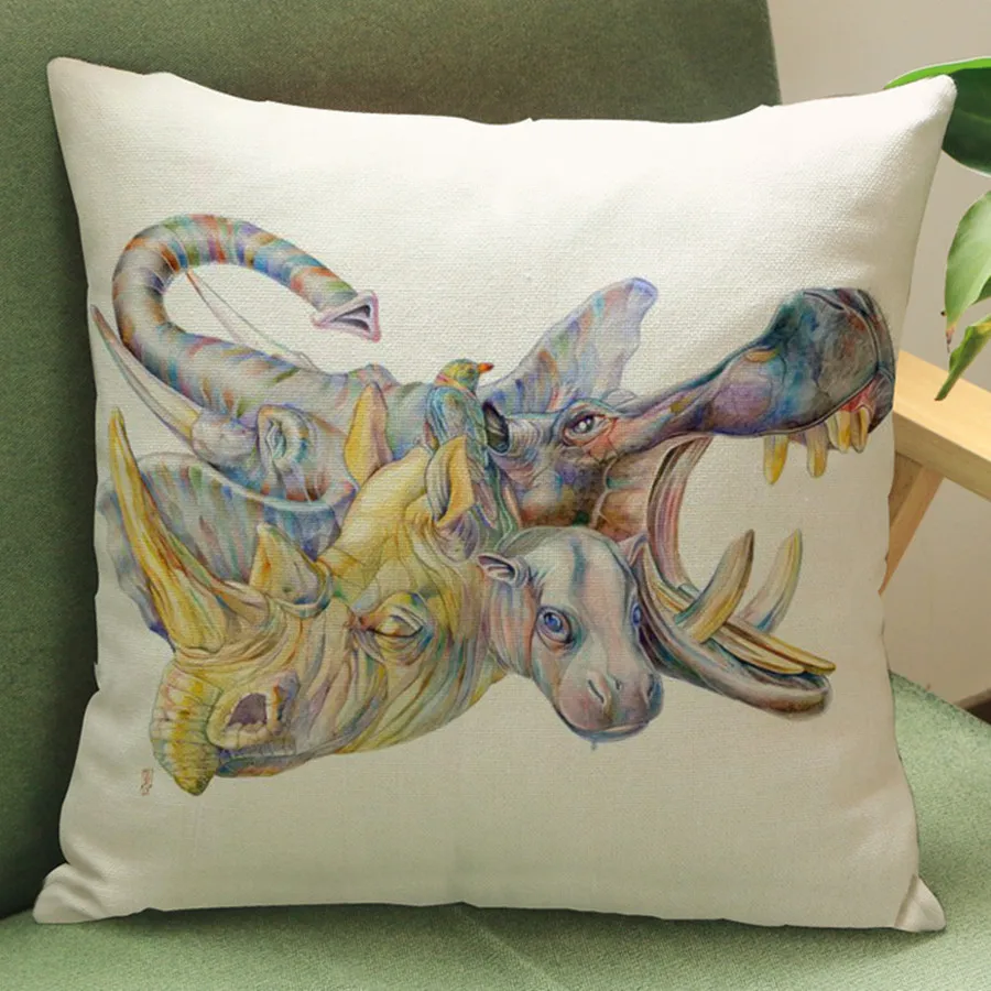 Ручная роспись подушка в виде животного жираф искусственный дизайн хлопковая